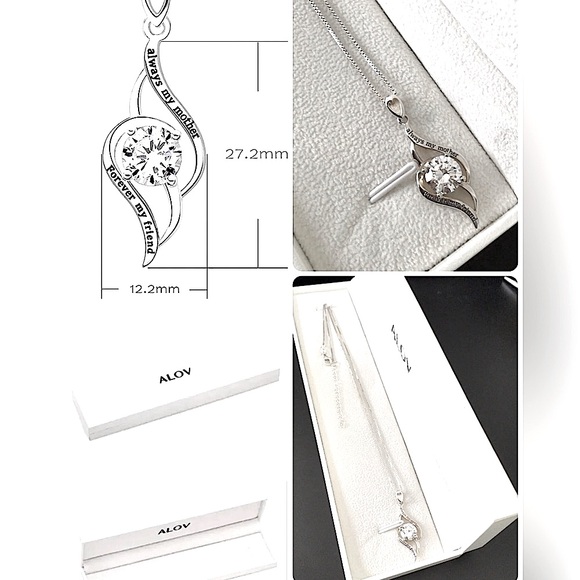 ALOV STERLING SILVER “MOTHER FOREVER “CZ PENDANT NECKLACE 💕💕💕 NEW - Picture 1 of 5